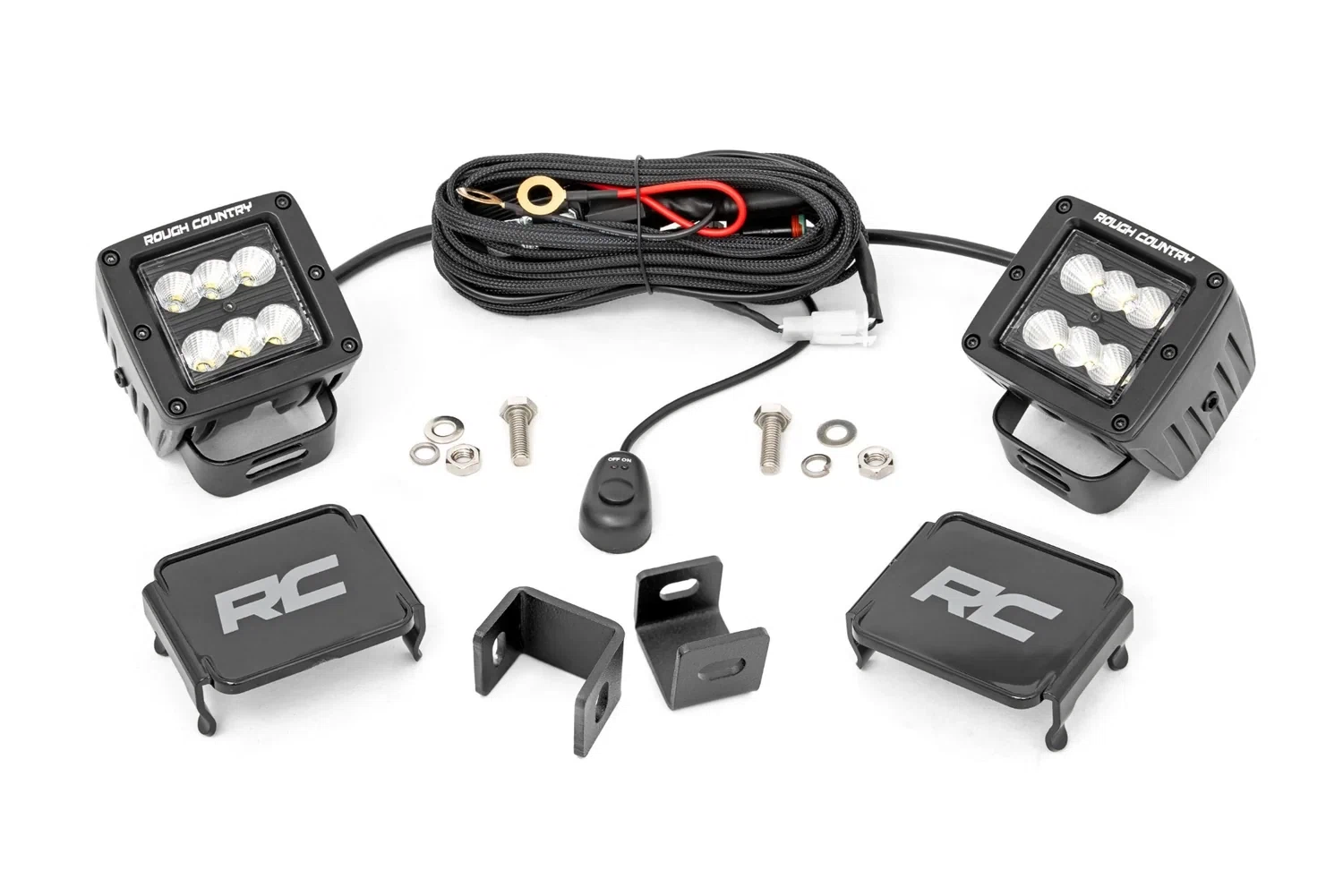 Rough Country _ LED Light Kit _ Ditch Mount _ 2_ Black Pair _ Flood _ Toyota Tundra (22-25)